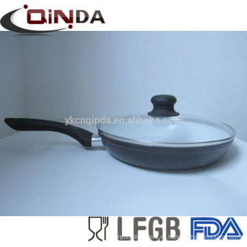 Алюминий с керамическим покрытием кованая сковорода со стеклянной крышкой,индукционное дно КТ-FA019